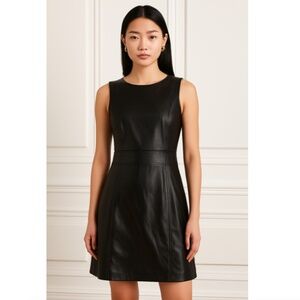 NWT Patrizia Pepe 100% Genuine Leather Dress in Black - Size 6
